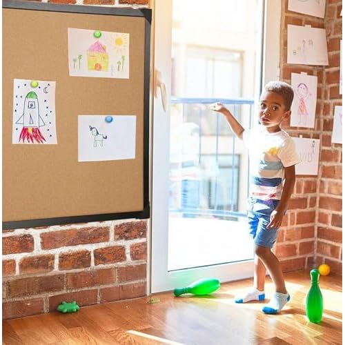 Corksidol Cork Bulletin Board, Large Wall-Mounted Pin Board with Frame, Self-Healing Corkboard for Office, Home, and School, 36" x 24",2 Pack
