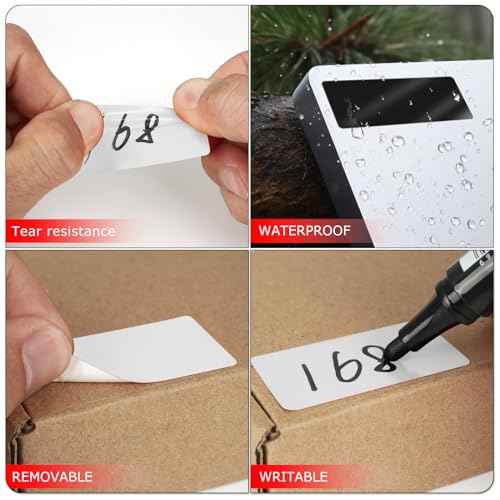 White Rectangle Stickers 2 x 1 Inch Color Coding Labels Vinyl Roll Self-Adhesive Waterproof Removable 500 PCS