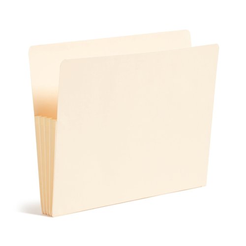 Smead Manila End Tab Expanding File Folders 3-1/2-Inch Expansion Pocket with Gussets, Expandable Letter Size, 25 Count (75124)