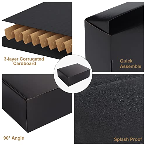 ZBEIVAN 12x9x4 Black Small Shipping Boxes, 20 Packs Corrugated Cardboard Mailer Boxes for Packaging Small Business Mailing Gifts Wrap Boxes with Lids