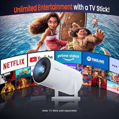 Mini Projector with WiFi and Bluetooth, Portable Movie Projector with 180¡Æ Rotatable, 1080P HD Supported, Auto Vertical Keystone, Compatible with Smartphone, TV Stick, Laptop, HDMI, USB