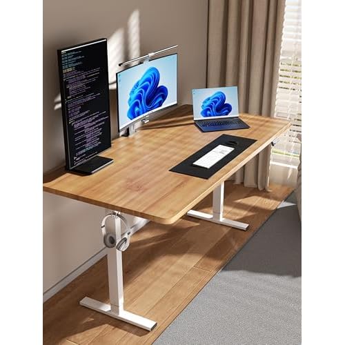 Electric Standing Desk Frame Adjustable Height, Stand up Home Office Desk Frame, 36 to 51 Inches Sit Stand Desk Frame with Memory Preset (White)
