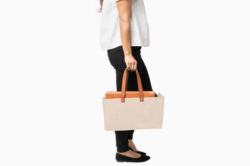 Chaise Home Organizer Caddy - File Folder Tote with Handle - Portable Office Bag - Teacher, School & Work Supplies - Arts & Crafts Storage (Beige)