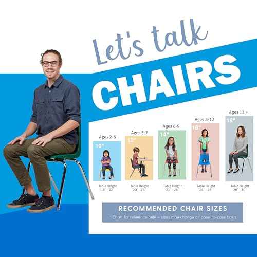 FDP 18" School Stack Chair, Stacking Student Seat with Chromed Steel Legs and Nylon Swivel Glides; For In-Home Learning, Classroom or Office - Black (4-Pack), 10384-BK