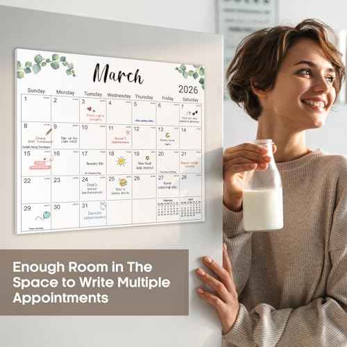 Aesthetic 2025-2026 Magnetic Calendar for Refrigerator, 21-Month Fridge Calendar Magnet from October 2025 to June 2027, Greenery Design for Easy Organizing