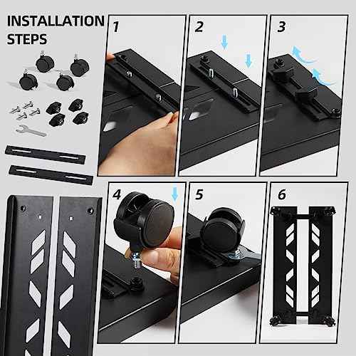 Adjustable Computer Tower Stand, Ventilated Mobile CPU Stand Fits Most PC Tower, Steel Desktop CPU Holder with Rolling Caster Wheels, PC Floor Cart Riser for Gaming Office Desk Accessories