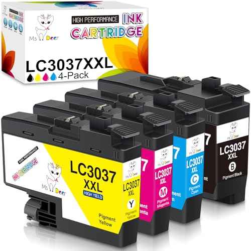 Miss Deer Compatible LC3037 Ink Cartridges High-Yield Replacement for Brother LC 3037 XXL LC-3037XXL LC3037BK for MFC-J6945DW MFC-J6545DW MFC-J5845DW MFC-J5945DW (Black Cyan Yellow Magenta, 4 Packs)