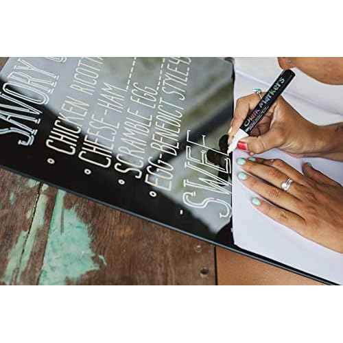 ArtShip Design 36 Chalk Markers Double Pack of Both Fine & Reversible Medium Tip Liquid Chalk Pens with Labels & Tip Tweezers Wet Erase Menu Boards, Windows, Mirrors, Non-Porous Chalkboards, Metal