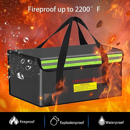 500 * 350 * 300mm Ebike Battery Safe Bag Fireproof Charging Lipo Bag Large Capatity for Lipo Battery Pack Storage Charging Transport, Home Office Travel Fireproof Safe Storage Pouch