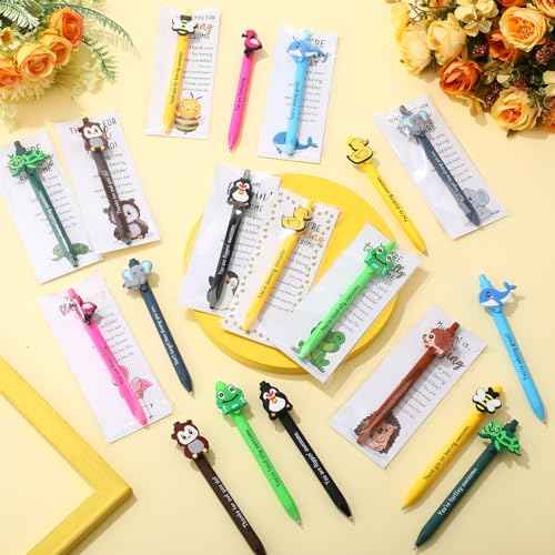 60 Sets Inspirational Ballpoint Pens Gifts Bulk Funny Animal Customer Service Pens with Positive Bookmarks Employee Appreciation Gifts for Staff Coworkers Team Office Supplies (10 Animals)