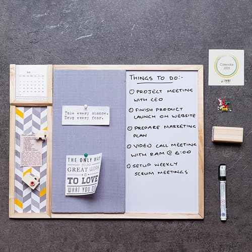 IVEI Bulletin Board - Pin and White Board Combo - Dry Erase - Combination - Metal Board - Calendar | All Purpose to-do Boards for Office, School, Home |15in X 19in|(with Metal Board Big (Grey))