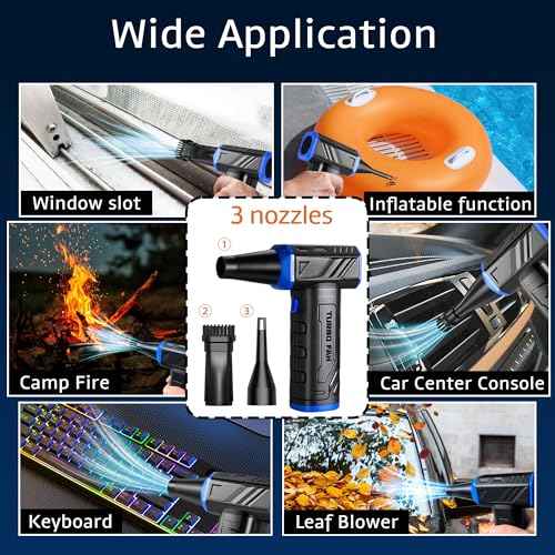 Electric Compressed Air Duster with LED Light-150000 RPM High-Speed Rechargeable Air Blower for Cleaning Keyboards,PC,Cars,3-Gear Adjustable Dust Blower Cordless, Alternative to Canned Air