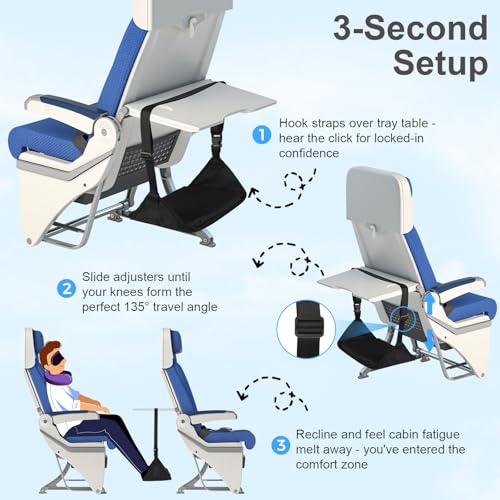 Foot Hammock for Plane Travel with Memory Foam — Upgraded Airplane Foot Rest