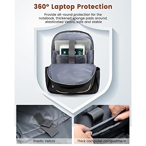 LOVEVOOK Laptop Backpack for Women, 17 Inch Black Business Travel Backpacks with USB Port, Water Resistant Work Teacher Computer Bag, Stylish Daypack