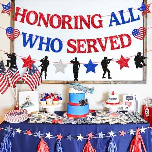 Independence Day Decor Honoring All Who Served Decoration Happy Veterans Day Thank You to Our Heros Backdrop for Greeting Police Military Army Soldier Theme Party Decor