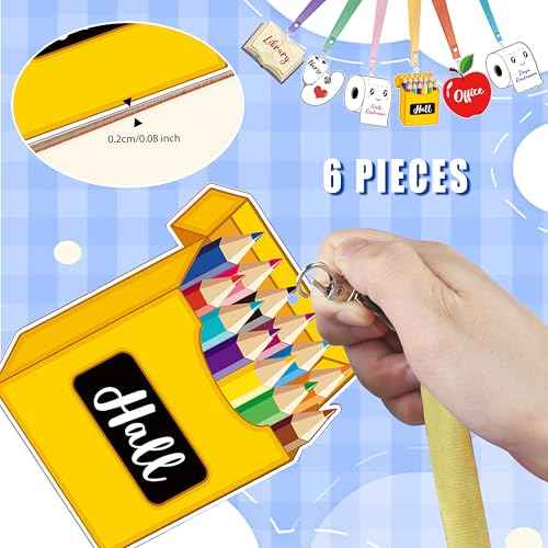 6 Sets Hall Passes for Classrooms - Unbreakable Wooden Hall Pass Lanyards, Classroom Passes for Bathroom, Hall, Library, Office and Nurse School Classroom Supplies Teacher Gifts