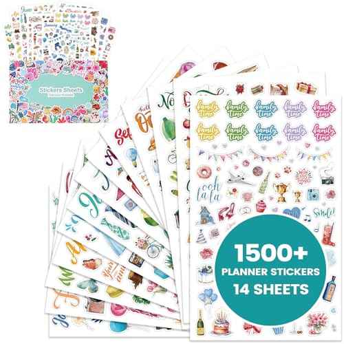 Planner Stickers - Calendar Stickers for Celebration and Decoration, 12 Monthly Festival Theme Sticker for Adults Planner, for Festival Events, Daily Tasks(14 Sheets, 1500+ Sticker Per Pack)