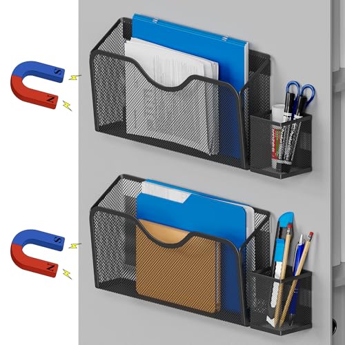 Jane Eyre Magnetic File Holder - Dual Magnetic Hanging File Organizer (Black)