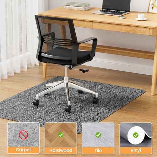 Yecaye Office Chair Mat for Hardwood Floor,45" x 53" Under Computer Desk Floor Protects for Rolling Chair,Non Slip PVC Woven Gaming Chair Mat,Not for Carpet (Blackwhite, 45" x 53")