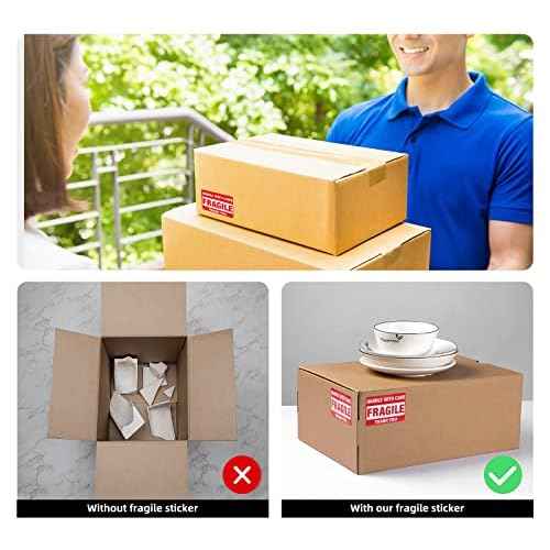 3 x 2 Inch Handle with Care 500 Fragile Stickers for Shipping Moving Glass Permanent Adhesive Fragile Labels (1 Roll, 500 Labels)
