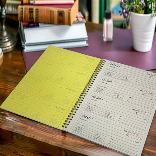 Dayvorax Money & Rent Receipt Book, 2-Part Carbonless, 200 Sets, 7-5/8 x 11, Wraparound Cover, Spiral Bound (Variation 1)