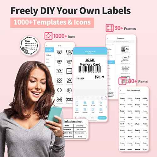 Phomemo Label Maker- M221 Label Maker Machine 3 Inch Bluetooth Thermal Barcode Printer for Small Business/Home Use, for Barcode, Address, Logo, Mailing, Stickers, Compatible with Phone & PC, Pink