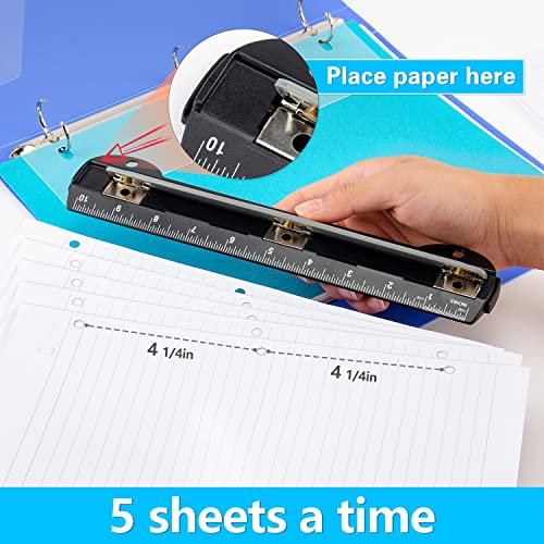 WorkLion Black 3-Ring Hole Punch for Binders, Portable Office Puncher