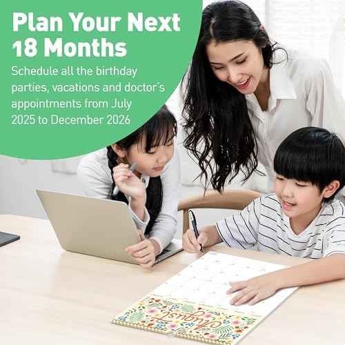 S&O Five Color Floral Wall Calendar from July 2025-Dec 2026 - Tear-Off Monthly Calendar - 18 Month Academic Wall Planner - Hanging Organizer to Track Anniversaries & Appointments - 13.5"x10.5¡±in