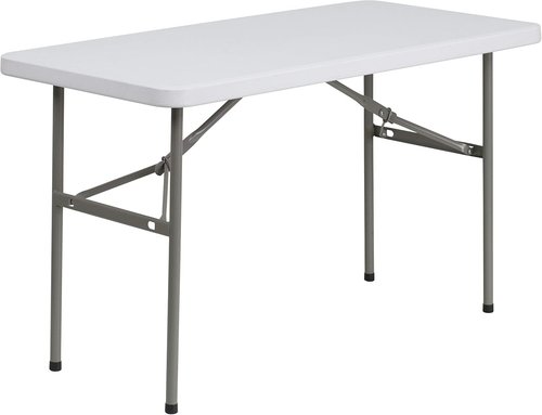 New Home Era 4' Non-Folding Rectangular Event Table - 4 Feet Portable Plastic Utility Banquet Table for Indoor/Outdoor Use – White Heavy-Duty Space-Saving for Party, Office, Camping, Catering