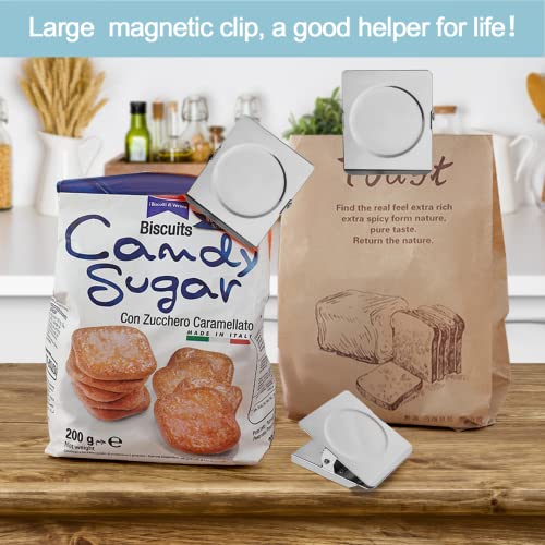 FINDMAG Silver Magnetic Clips, 4 Pack - Heavy-Duty Fridge & Office Clips