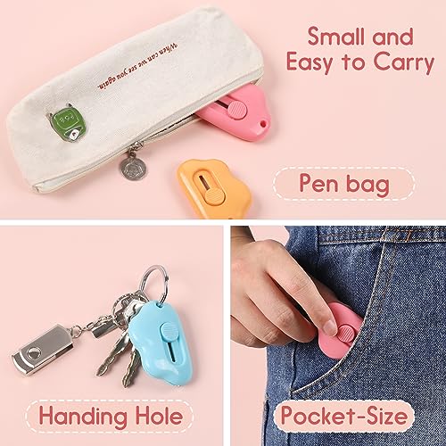 Box Cutters, 6 Pack Retractable Letter Opener, Mini Utility Knives Cloud Shaped Box Opener Envelope Slitter, Small Package Opener Paper Cutters with Keychain Hole