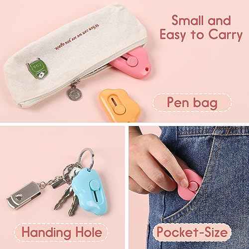 Cloud Box Cutter Retractable, 6Pcs Mini Utility Knife Letter Opener Envelope Slitter, Small Package Opener Paper Cutters with Keychain Hole for Office Home School Stationery DIY Crafts Rainbow Color
