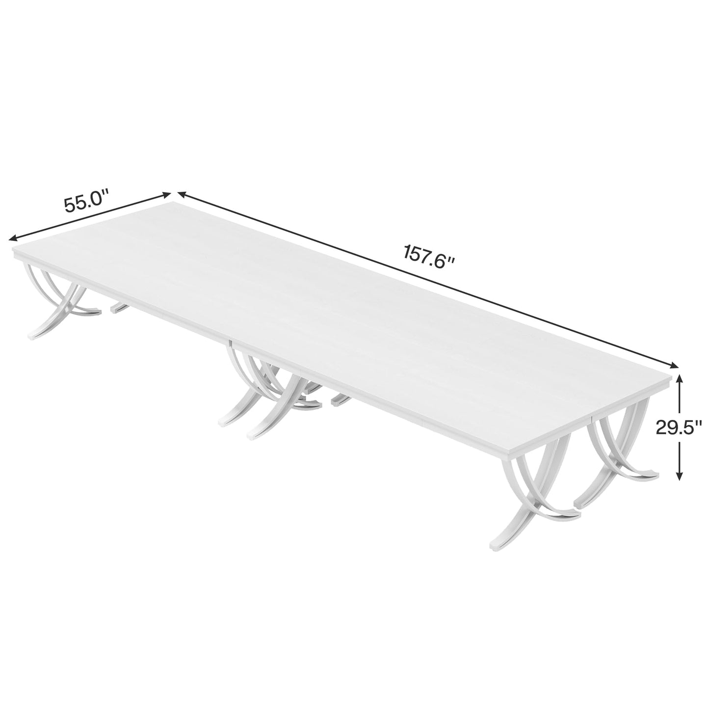Tribesigns 6.5FT Conference Table for 6-8 People, 78 inch Long Rectangular Seminar Table with Strong Metal Frame, Business Furniture Boardroom Desk for Office Meeting Conference Room (4PCS, White)