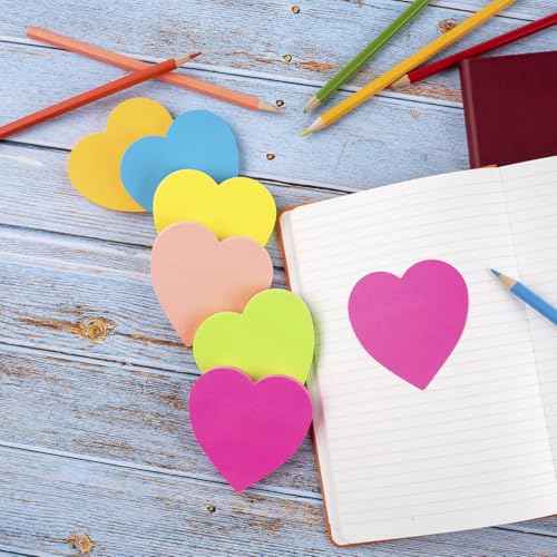 (12 Pads) Heart Sticky Notes 3x3 Inches,Cute Bright Colors Self-Stick Pads, Easy to Stick for Home, Notebook, 72 Sheets/pad
