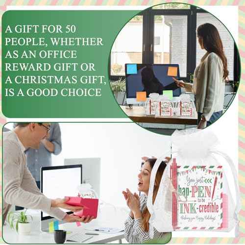 Marspark 201 Pcs Christmas Bulk Gift Set Employee Appreciation Team Gifts Bulk 10 Colors Notepads Gel Pens with Gift Bags Cards Twine Gifts Set for Xmas Coworkers Staffs Team Party Favors