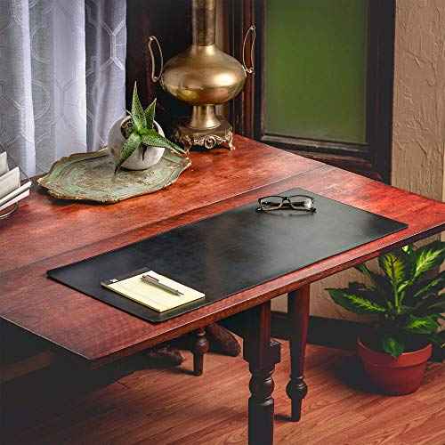 DACASSO Bonded Leather No Core Rollable Desk Mat/Pad - Luxury Leather Desk Blotter for Writing - Executive Desk Surface Protector - (Black, 32¡± x 15¡±)