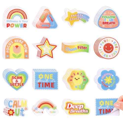 60 Pcs Anxiety Sensory Stickers Resuable Calm Stickers 2 Textured Surface Sensory Strips 15 Style Fidget Tactile Stickers for Office Classroom Adult Teens