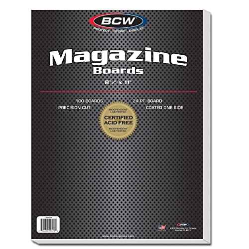 BCW Magazine Backing Boards 8.5" x 11" ? 100 Pack | 24pt Acid-Free Boards for Comics, Fabric Storage, Crafts & Collectibles | Precision Cut for Archival Protection