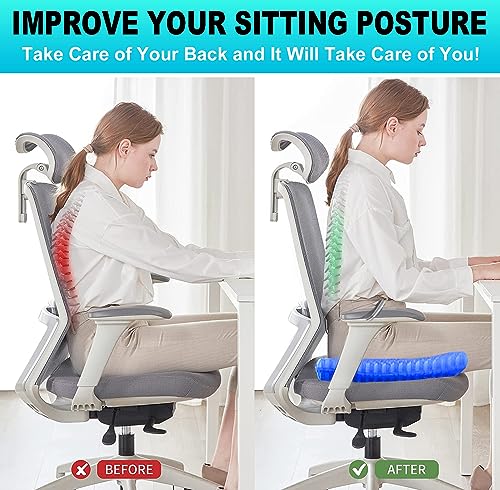 Helishy Gel Seat Cushion 1.65in Double Thick Blue – 16.5x14.5in Tailbone, Sciatica Pain Relief