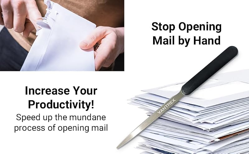 Vantrex Stainless Steel Letter Opener - 7.5 Inch Envelope & Mail Opening Tool (Variation 1)