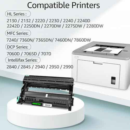 greencycle 2 Pack DR420 Drum Unit Compatible for Brother DR-420 for HL-2270DW HL-2280DW HL-2240 MFC-7360N MFC-7860DW DCP-7065DN Intellifax 2840 Laser Printer (High Yield,Without Toner)