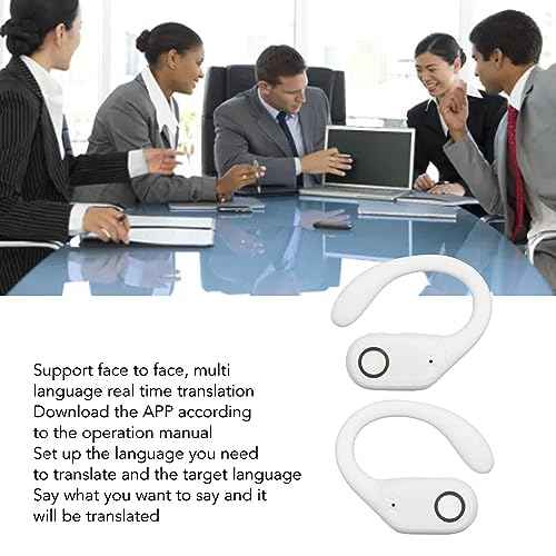 Language Translator Earbuds,Voice Translator Device 144 Languages with Charging Case,Translator Earbuds Noise Reduction Stereo Translation Headphones (White)