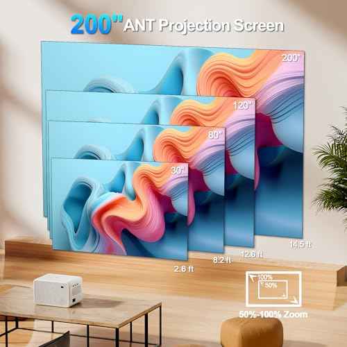 5G WiFi & Bluetooth 1080P Portable Projector, 16000LM, 50% Zoom, Outdoor Movie Projector for Phone/Laptop/TV Stick/DVD/USB/HDMI