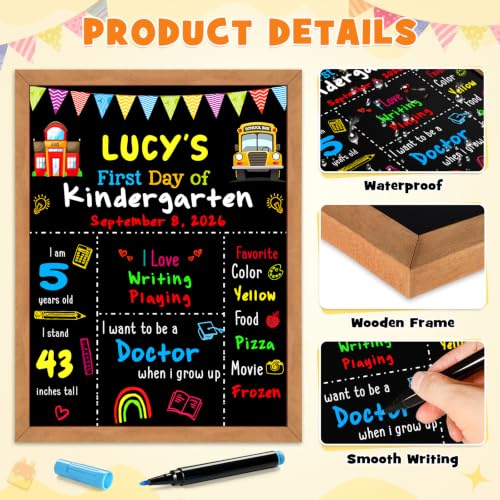 First Day of School Sign Board with 6 Liquid Chalk Markers - Style 1 / 11