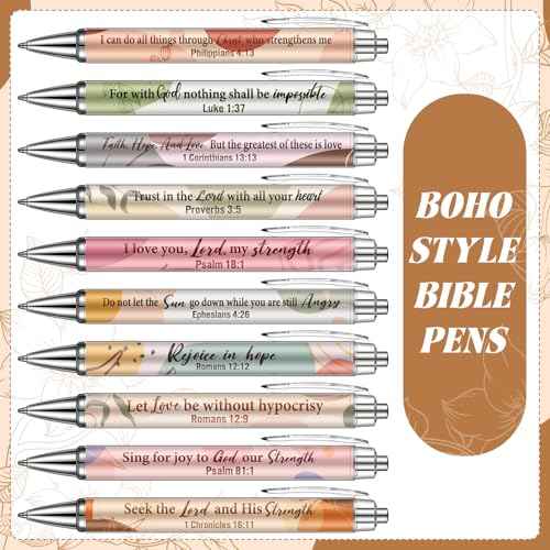 Ctosree 100 Count Bible Verse Ballpoint Pens Bulk Novelty Boho Scripture Christian Gift for Women Scripture Ballpoint Retractable Black Ink Pens Religious Gift for Vbs School Office Church Supplies