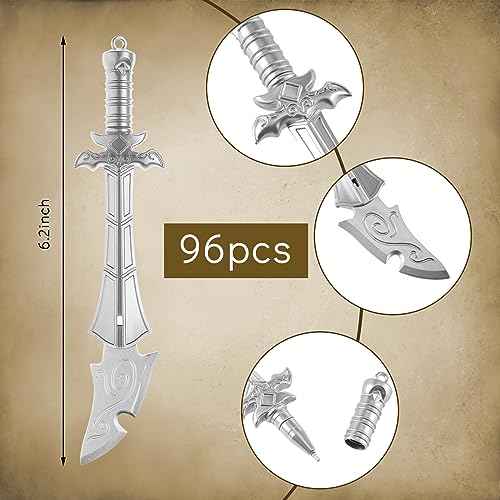 Yexiya 96 Pack Ancient Sword Pens Set Gel Ink Novelty Fun Cool Sword Plastic Gel Ink Cool Pens for Christmas Birthday Party Presents and Writing Random Style