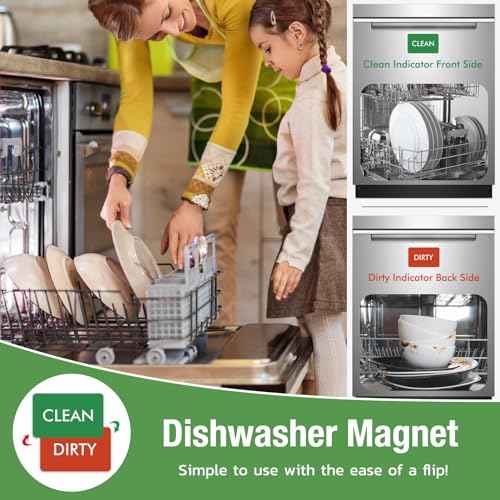 HOMiDEK Magnetic Dry Erase Board: Small Fridge Whiteboard, Flexible Refrigerator Magnet White Board, Blank Writing Note Sheet with Dishwasher Magnet Clean Dirty Sign, 4 Markers & Eraser - 12 x 8