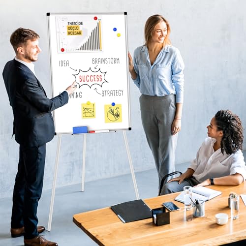 Silver Magnetic Whiteboard Easel Stand 36x24 Dry Erase Board with Adjustable Height