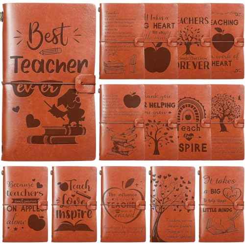 14 Pcs Teacher Appreciation Gifts Bulk Teacher PU Leather Journal Teacher Gifts Writing Notebook for Teacher's Day Graduation Gifts, 14 Styles