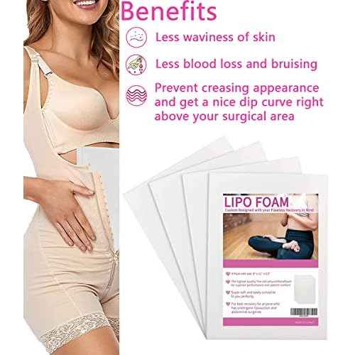 Lipo Foam Board 4Pack Liposuction Surgery waist-supports Foam Sheet for Recovery BBL Supplies 8"X11" Lipo Foam Pads for Post Surgery Help Out When Using Ab Board Compression Garments